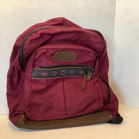 Eastpak Bags Vintage Eastpak Backpack Bag Red Leather Bottom Aztec